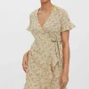 Henna Wrap Dress In Yellow
