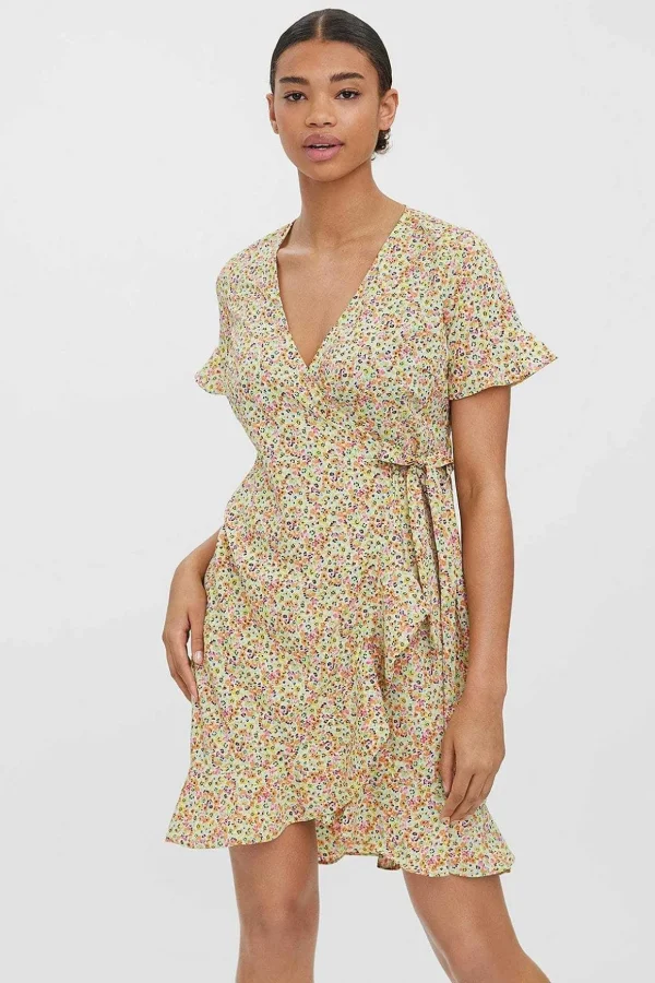 Henna Wrap Dress In Yellow