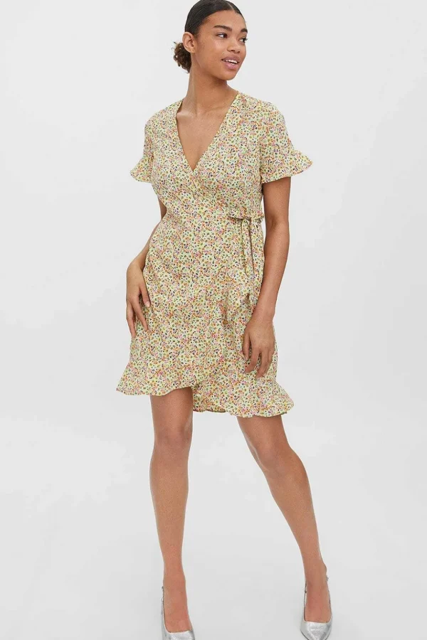 Henna Wrap Dress In Yellow