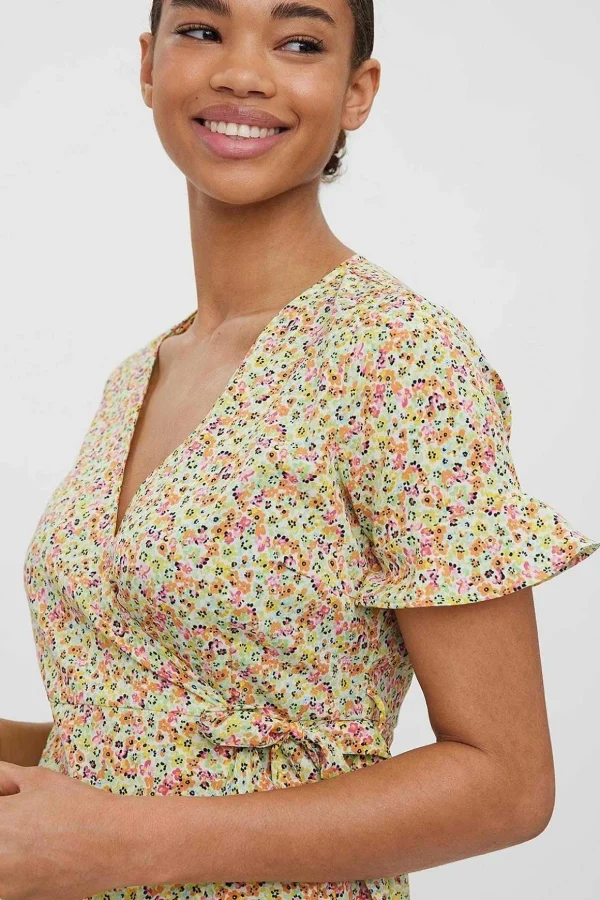Henna Wrap Dress In Yellow