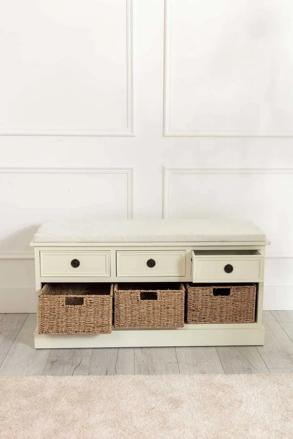 Hetty Cream Bench With Drawers