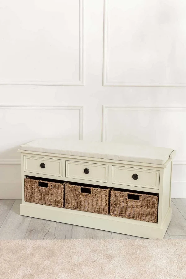 Hetty Cream Bench With Drawers