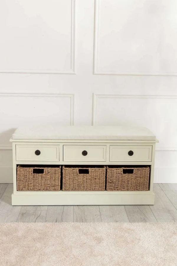 Hetty Cream Bench With Drawers