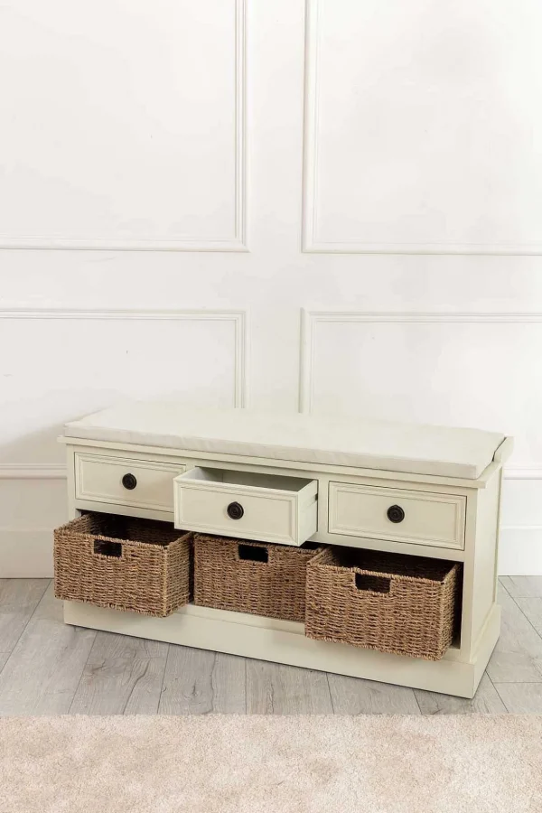 Hetty Cream Bench With Drawers