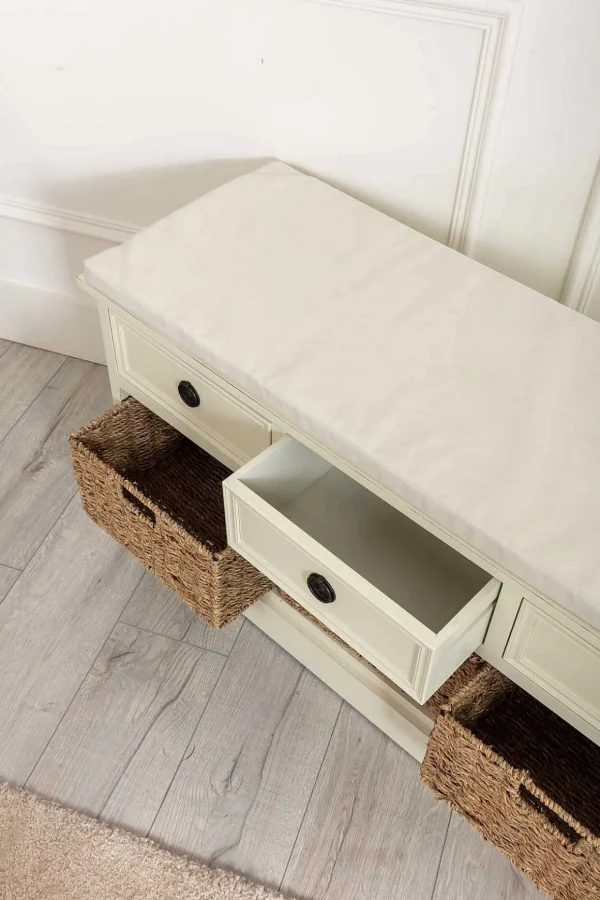 Hetty Cream Bench With Drawers