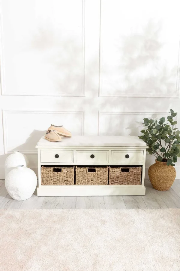 Hetty Cream Bench With Drawers