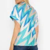High Neck Sateen Top In Blue