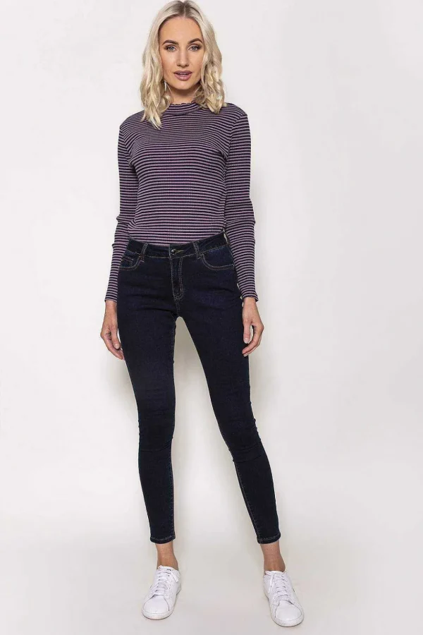 High Waist Denim Jeans In Indigo