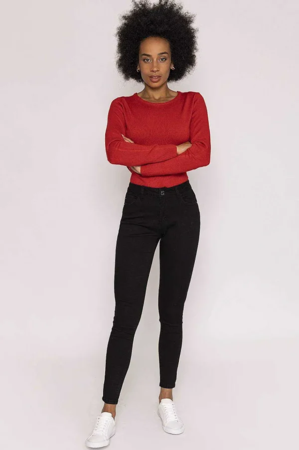 High Waist Denim Jeans In Black