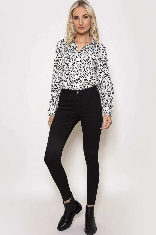High Waist Denim Jeans In Black