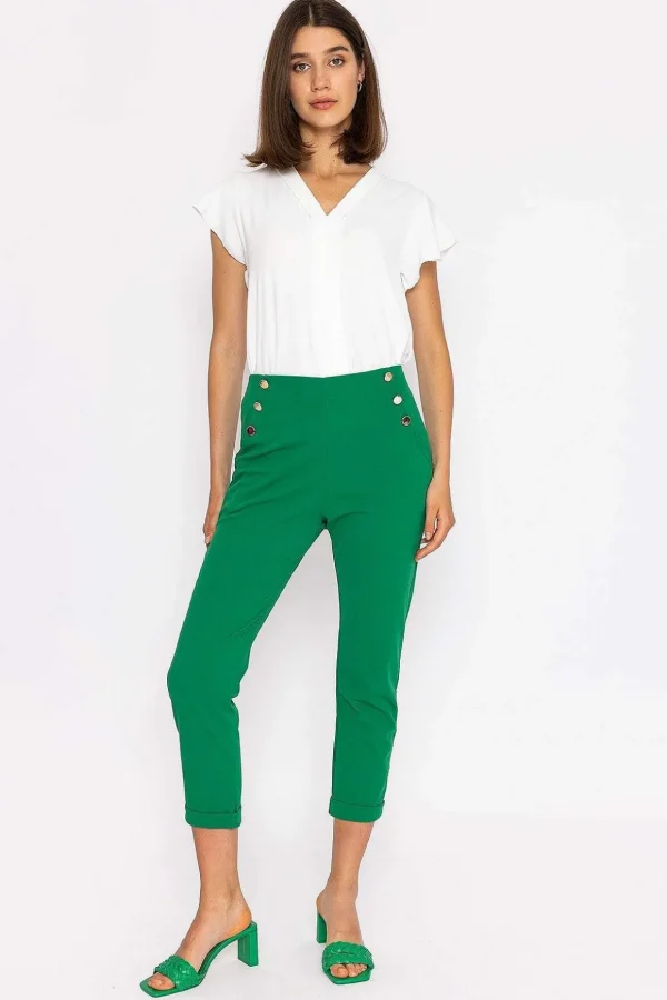 High Waist Trousers In Green