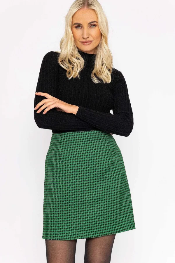 Houndstooth Mini Skirt In Green