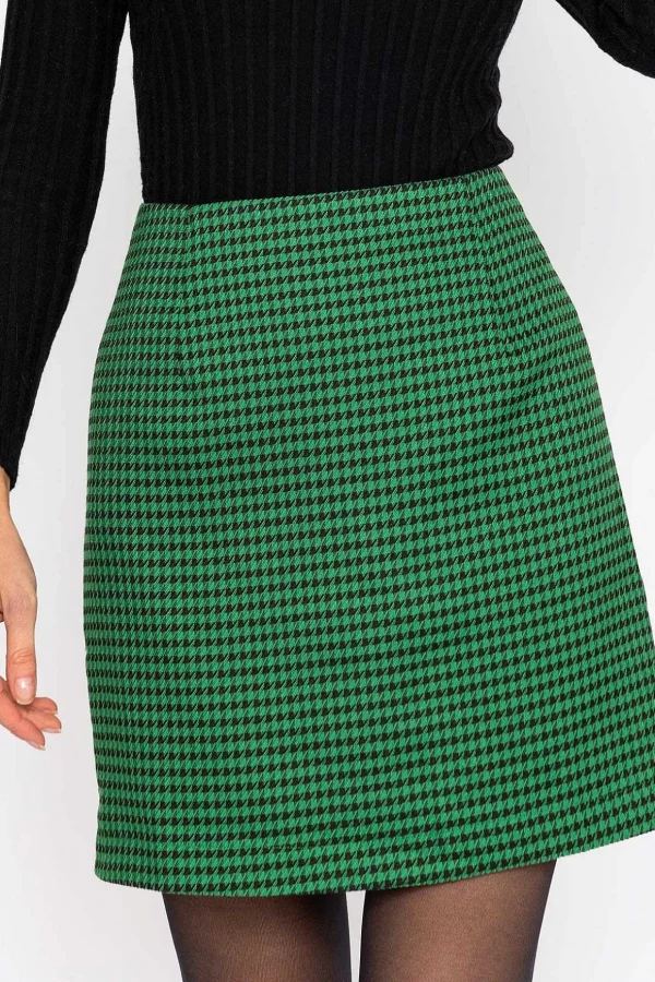 Houndstooth Mini Skirt In Green