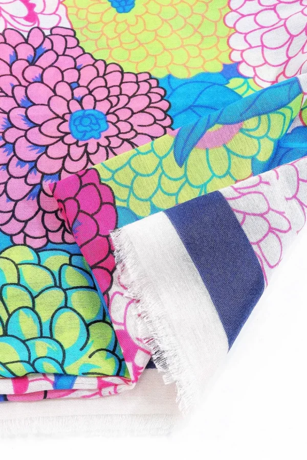Hydrangea Print Scarf In Navy