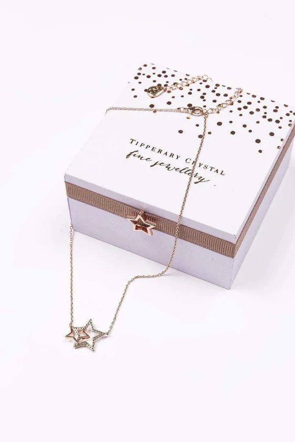 Interlocking Star Pendant In Rose Gold