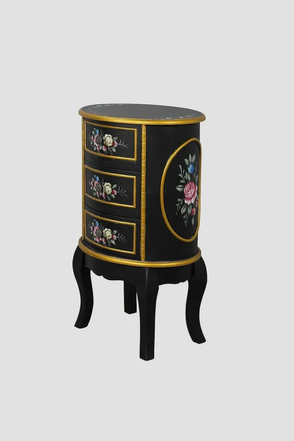 Isabel Round Black 3 Drawer Cabinet