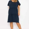 Jersey Knee Length Dress In Navy