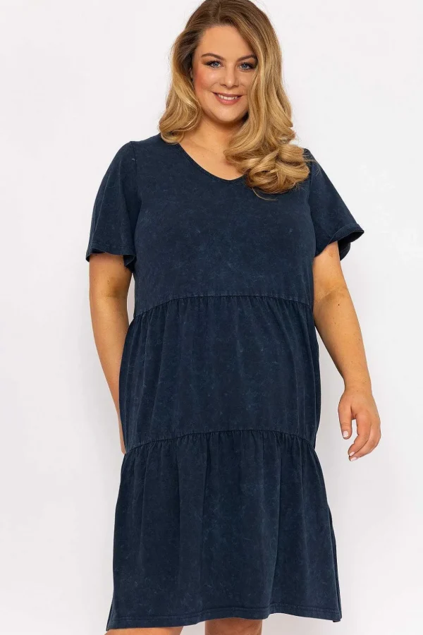 Jersey Knee Length Dress In Navy