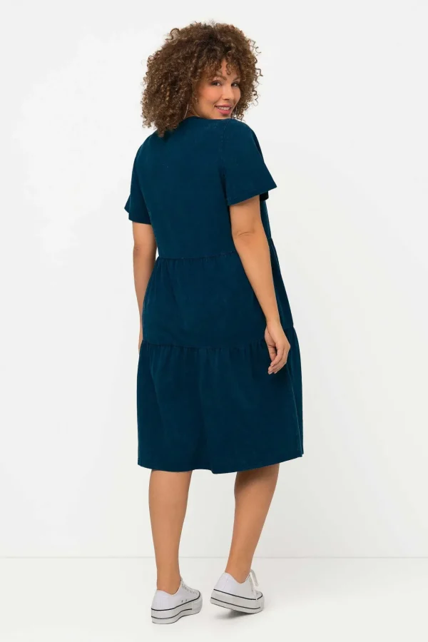 Jersey Knee Length Dress In Navy