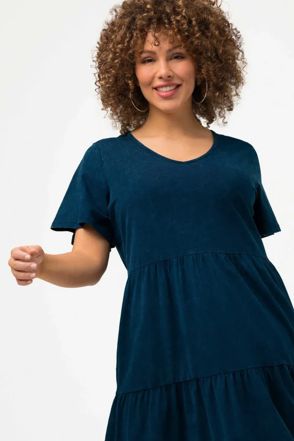 Jersey Knee Length Dress In Navy