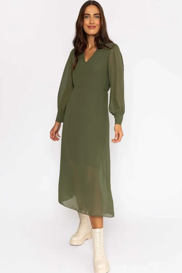Jodie Midi Dress In Khaki