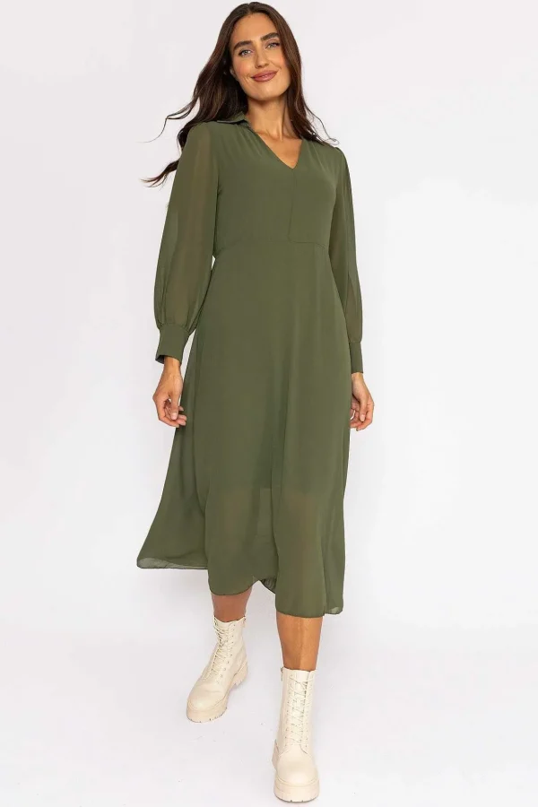 Jodie Midi Dress In Khaki