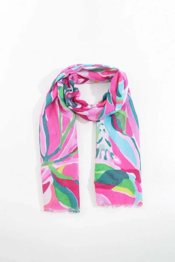 Jungle Leave Scarf In Pink