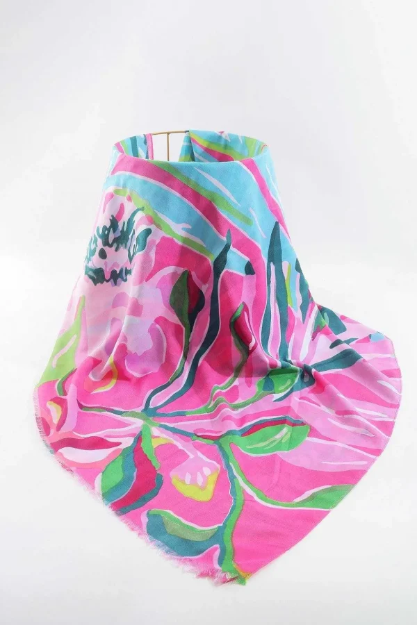 Jungle Leave Scarf In Pink