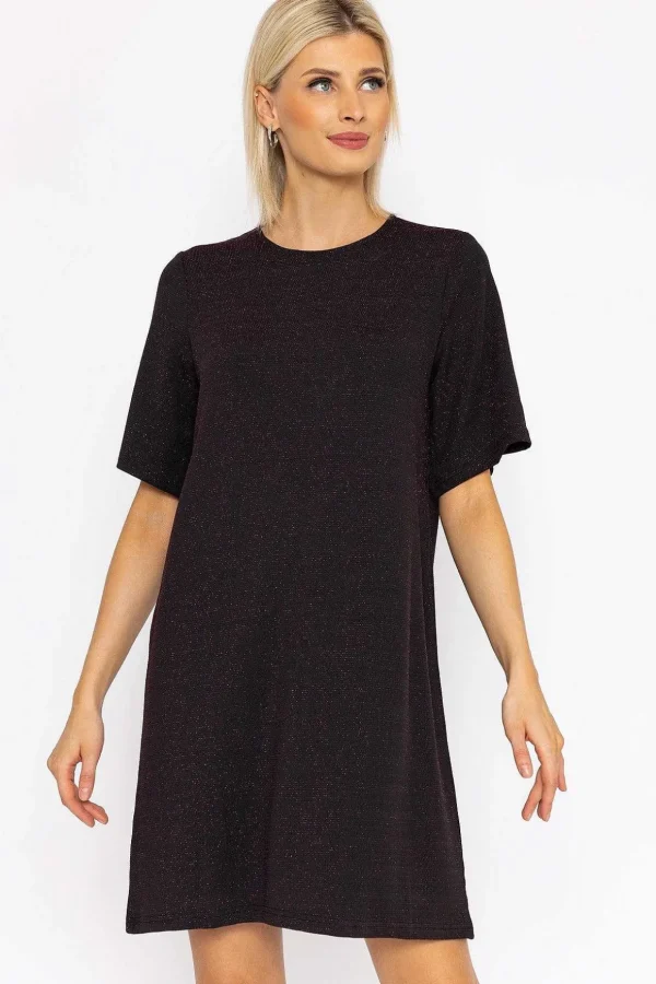 Kanva Oversized Tee Dress In Pink Lurex