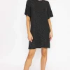 Kanva Oversized Tee Dress In Silver Lurex