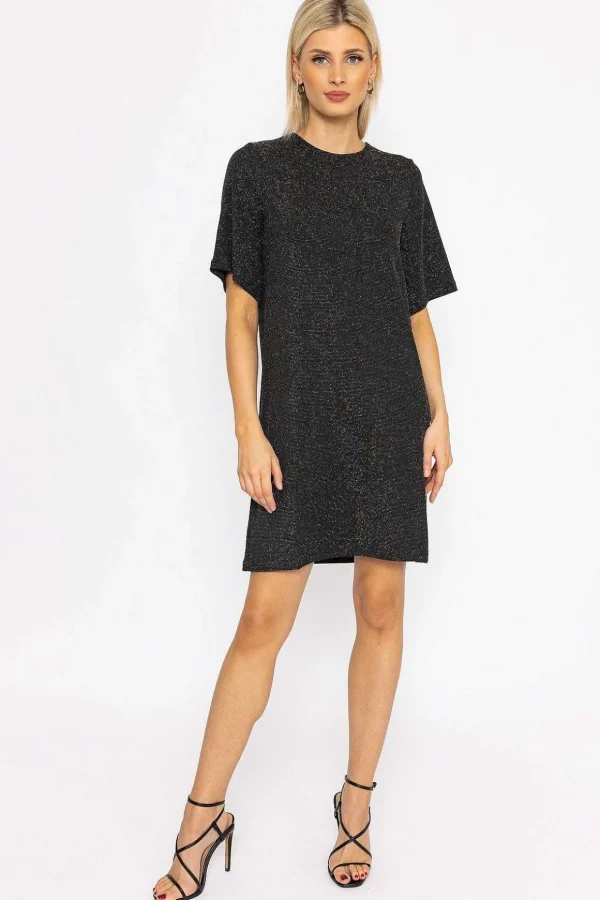 Kanva Oversized Tee Dress In Silver Lurex
