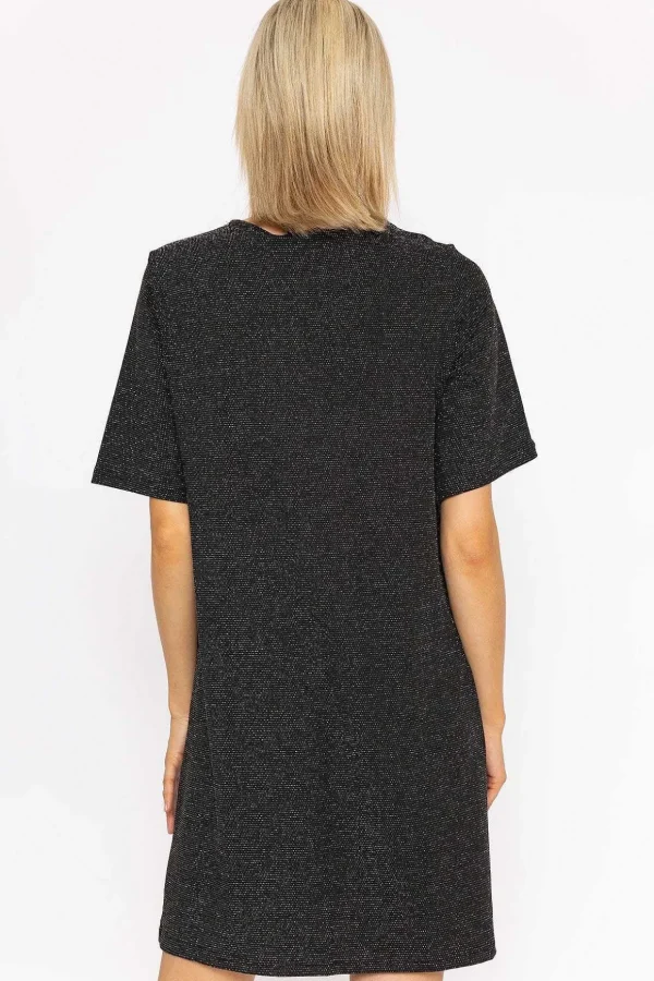 Kanva Oversized Tee Dress In Silver Lurex