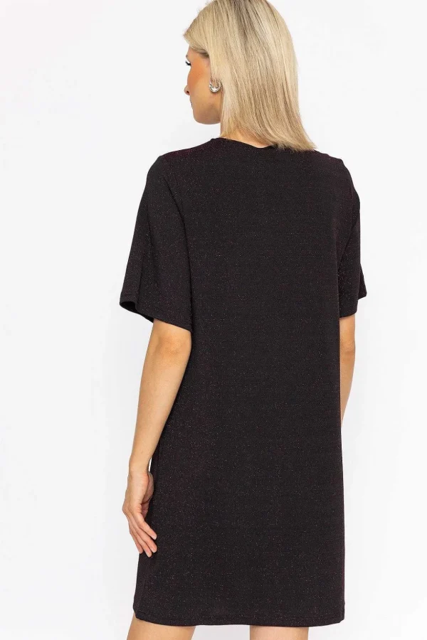 Kanva Oversized Tee Dress In Pink Lurex