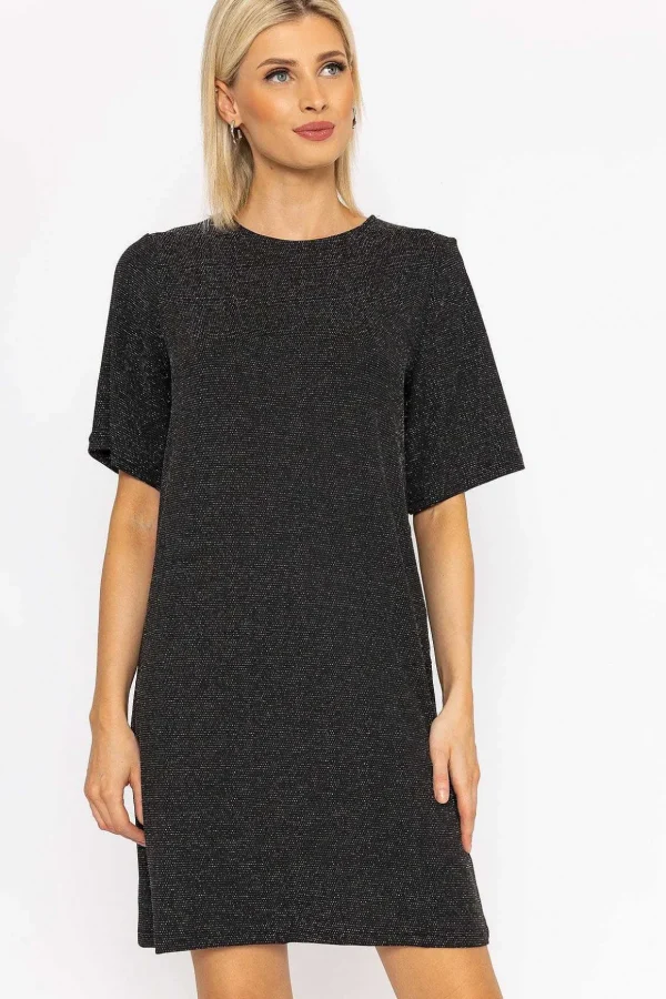 Kanva Oversized Tee Dress In Silver Lurex