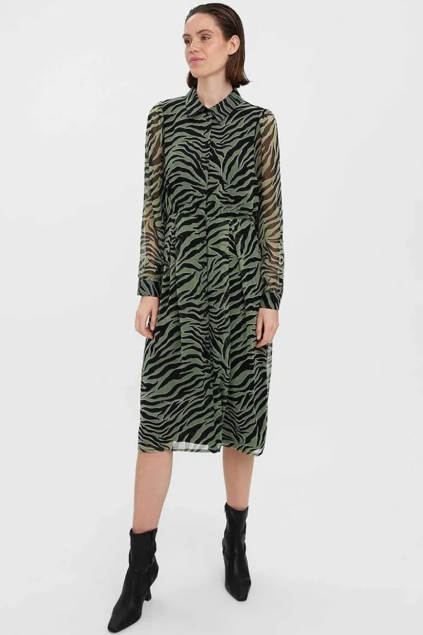Kaya Shirt Dress In Green Print