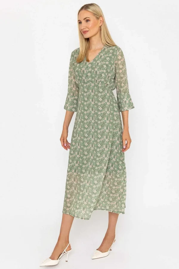 Kerry Midi Dress In Khaki Print