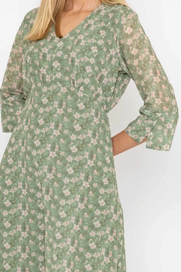 Kerry Midi Dress In Khaki Print
