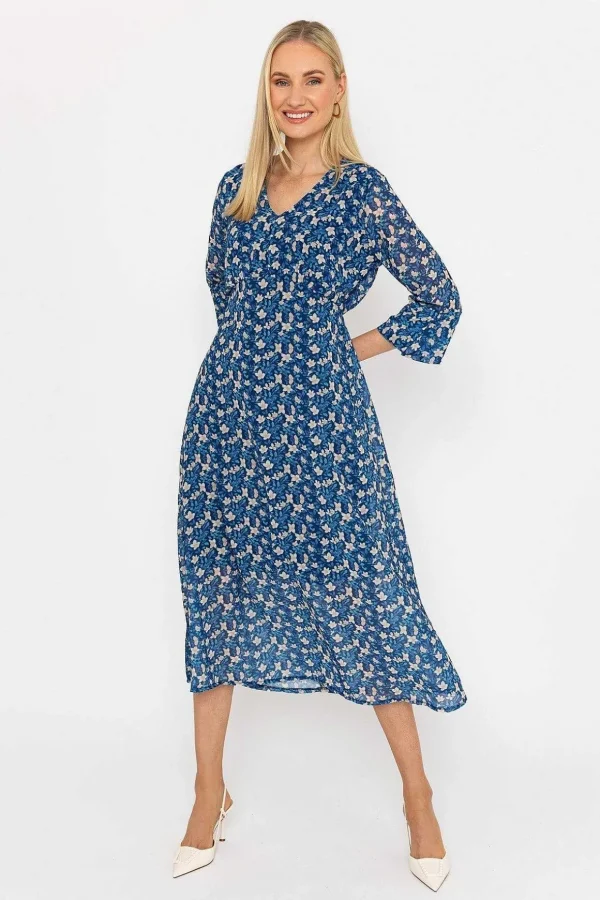 Kerry Midi Dress In Navy Print