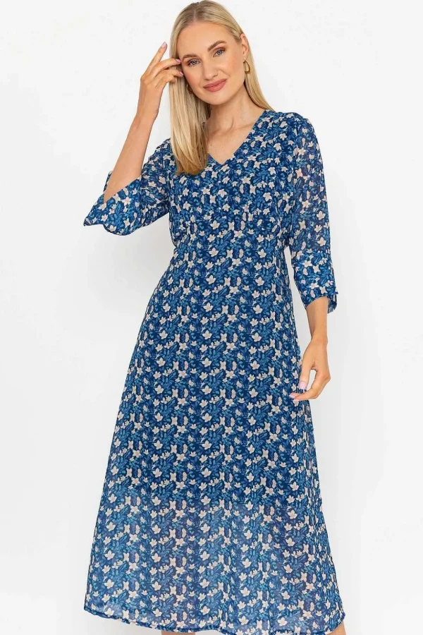 Kerry Midi Dress In Navy Print