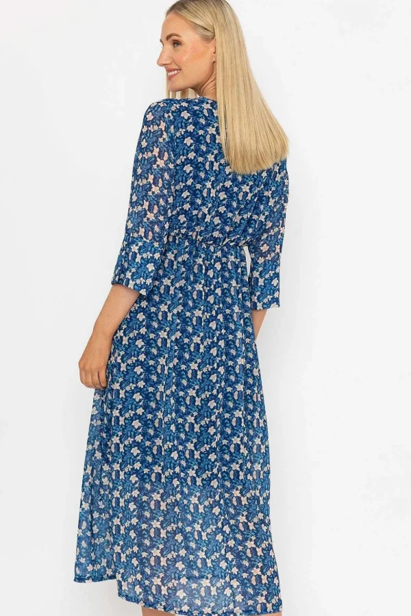 Kerry Midi Dress In Navy Print