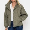 Khaki Floral Quilt Boxy Jacket