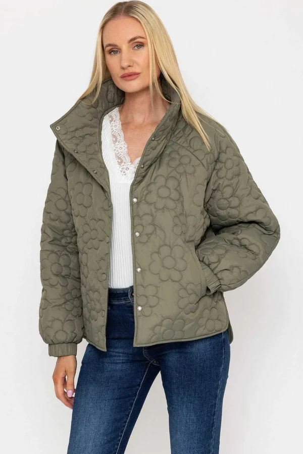 Khaki Floral Quilt Boxy Jacket