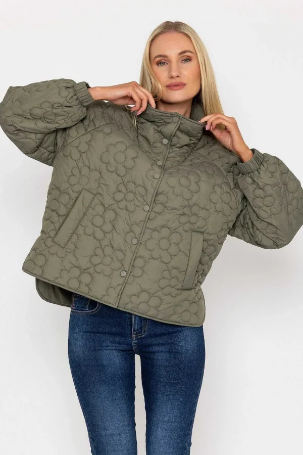 Khaki Floral Quilt Boxy Jacket