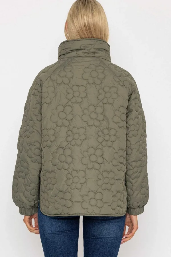 Khaki Floral Quilt Boxy Jacket