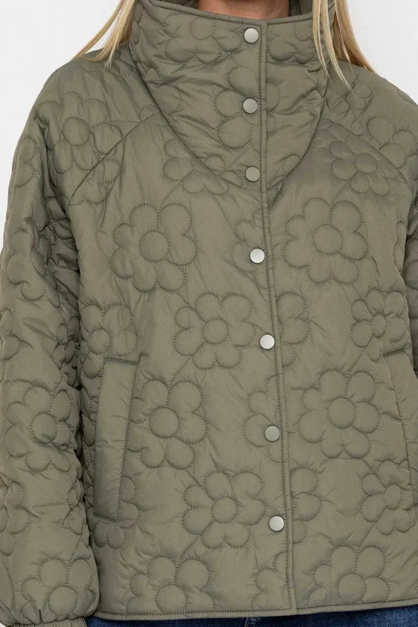 Khaki Floral Quilt Boxy Jacket