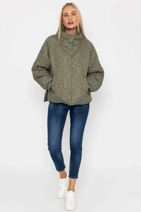 Khaki Floral Quilt Boxy Jacket