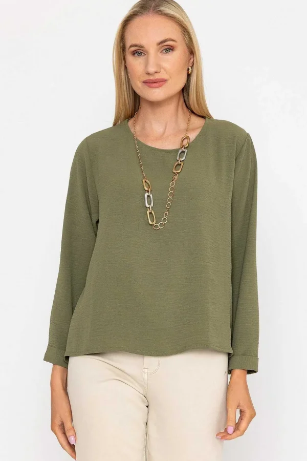 Khaki Top With Necklace
