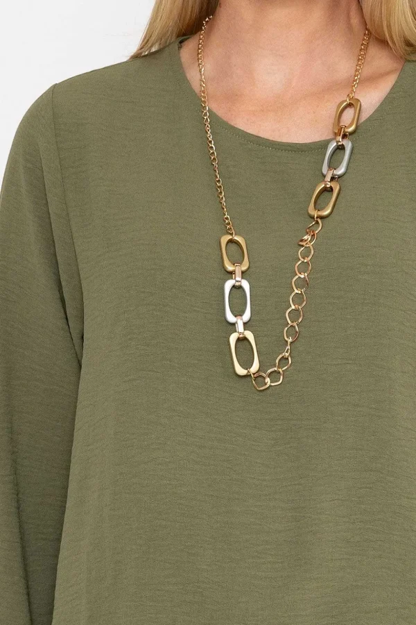 Khaki Top With Necklace