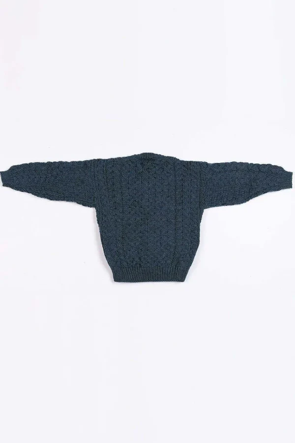 Kids Aran Cardigan In Blue
