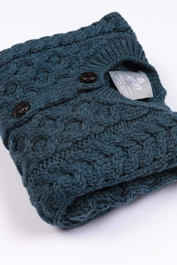 Kids Aran Cardigan In Blue